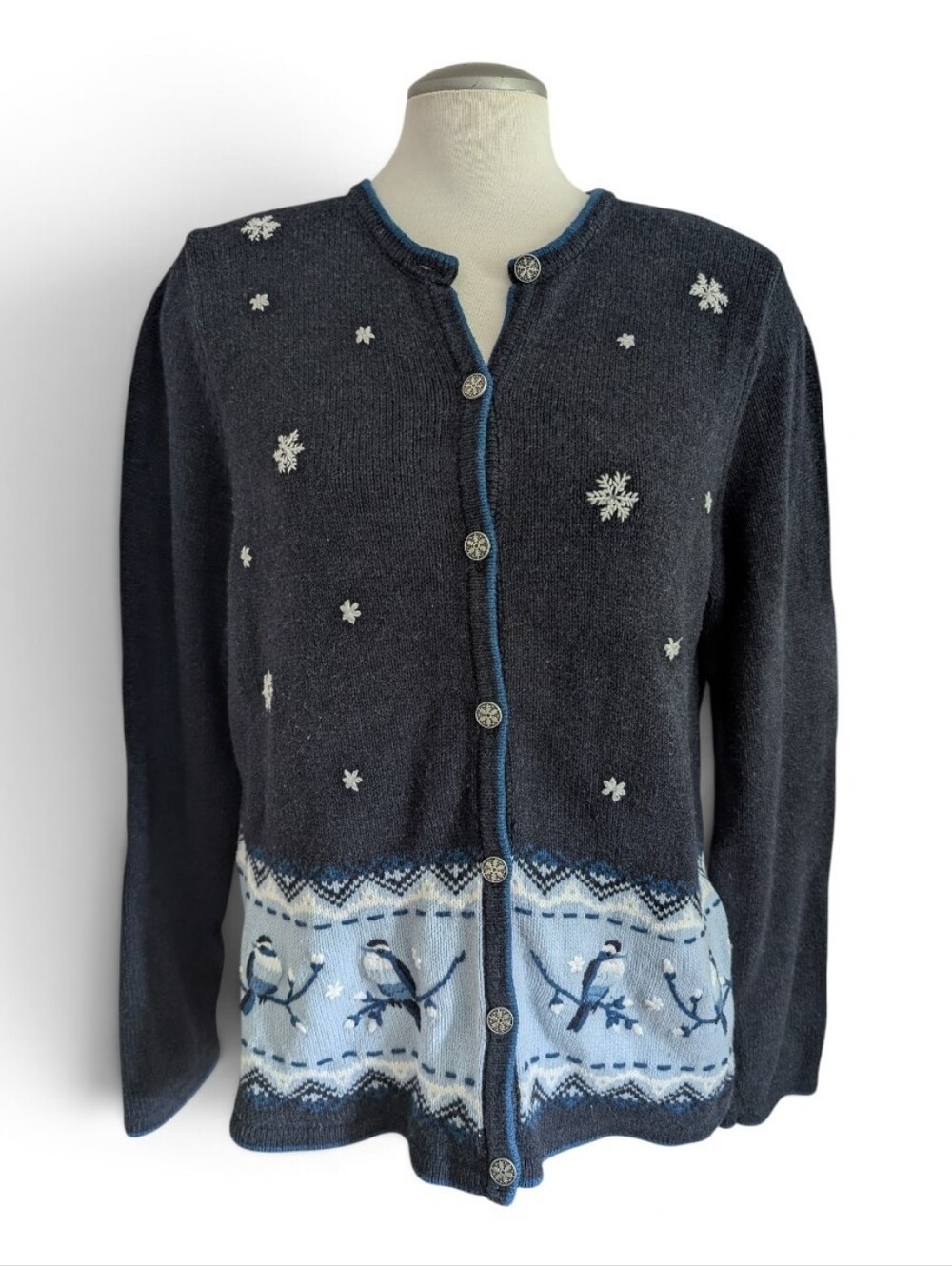 Northern Reflections Cotton Cardigan Nordic Navy Blue Size Large Blue Jays